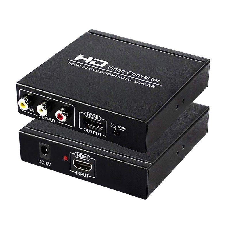 ENBUER محول HDMI إلى RCA و AV 3RCA، يدعم 1080P، PAL، NTSC لتلفاز HD والتلفزيونات القديمة (أسود، غلاف حديدي) - Image 1